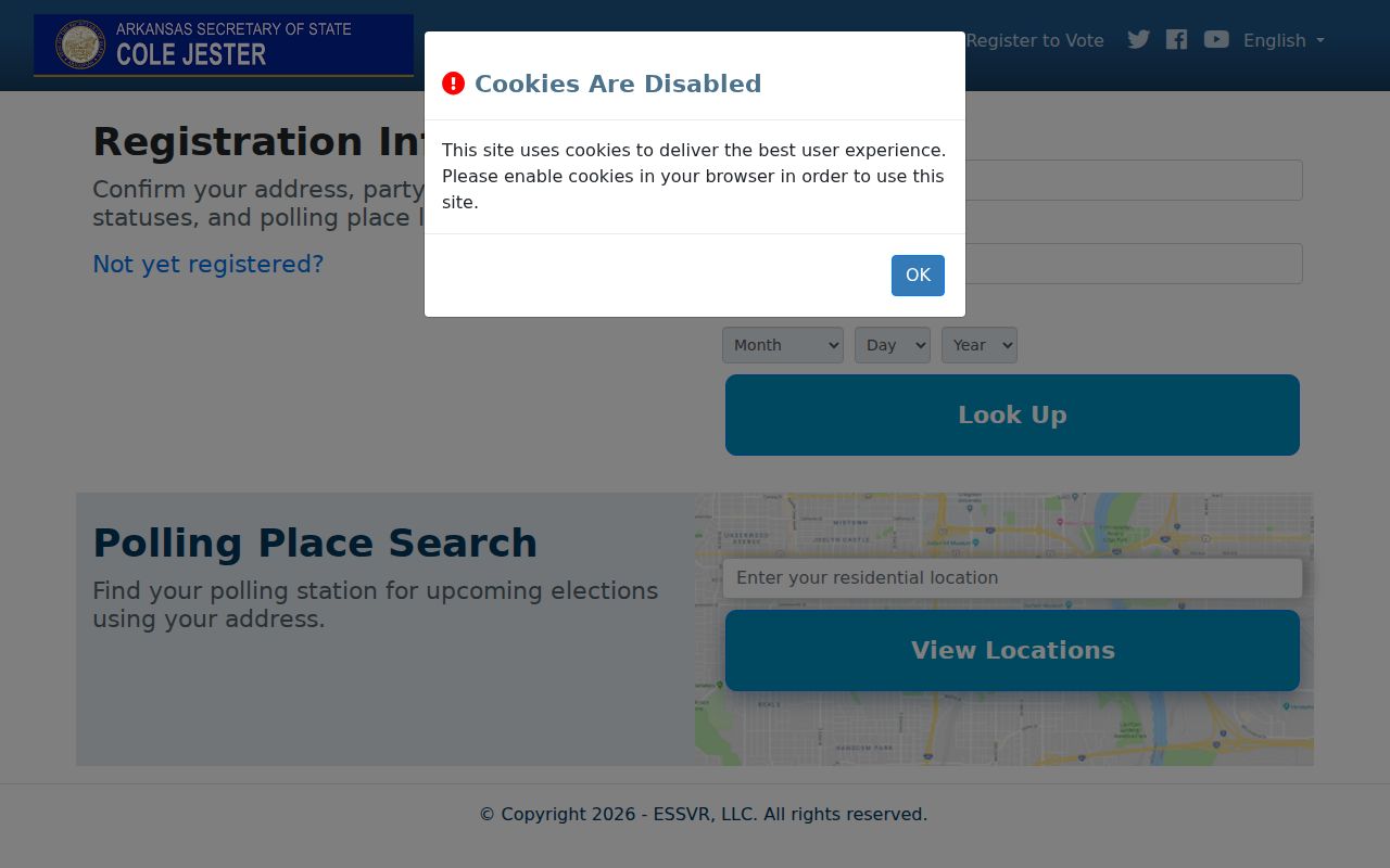 Benton residents directory Arkansas VoterView verification form
