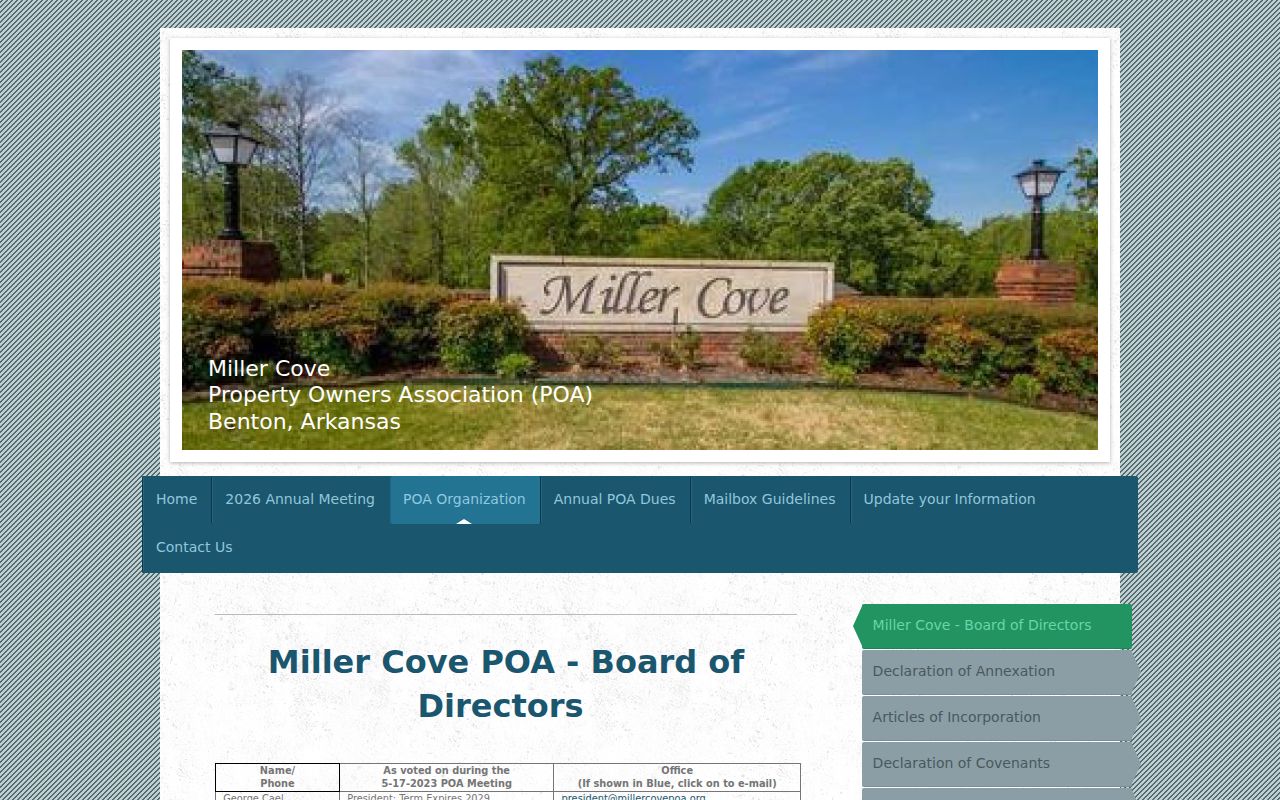 Benton neighbors Miller Cove board directory