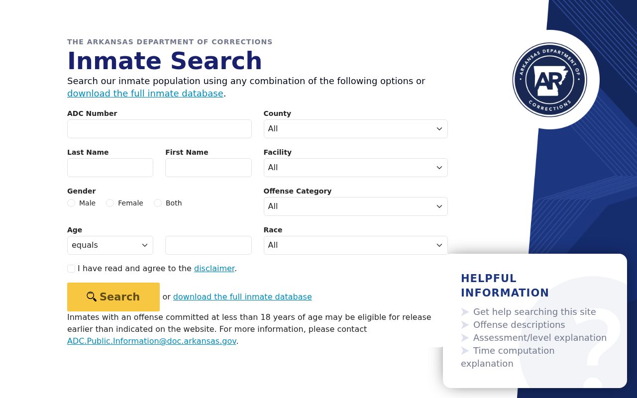 Benton resident lookup Arkansas inmate search