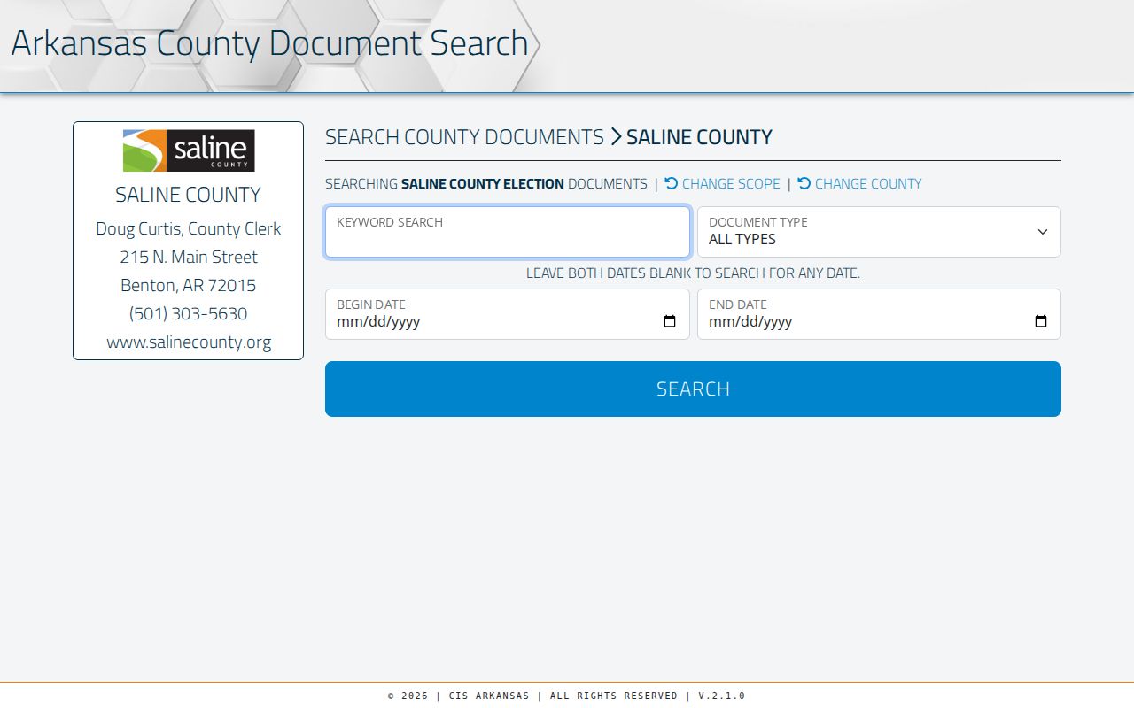 Benton street directory Saline County recorded document search
