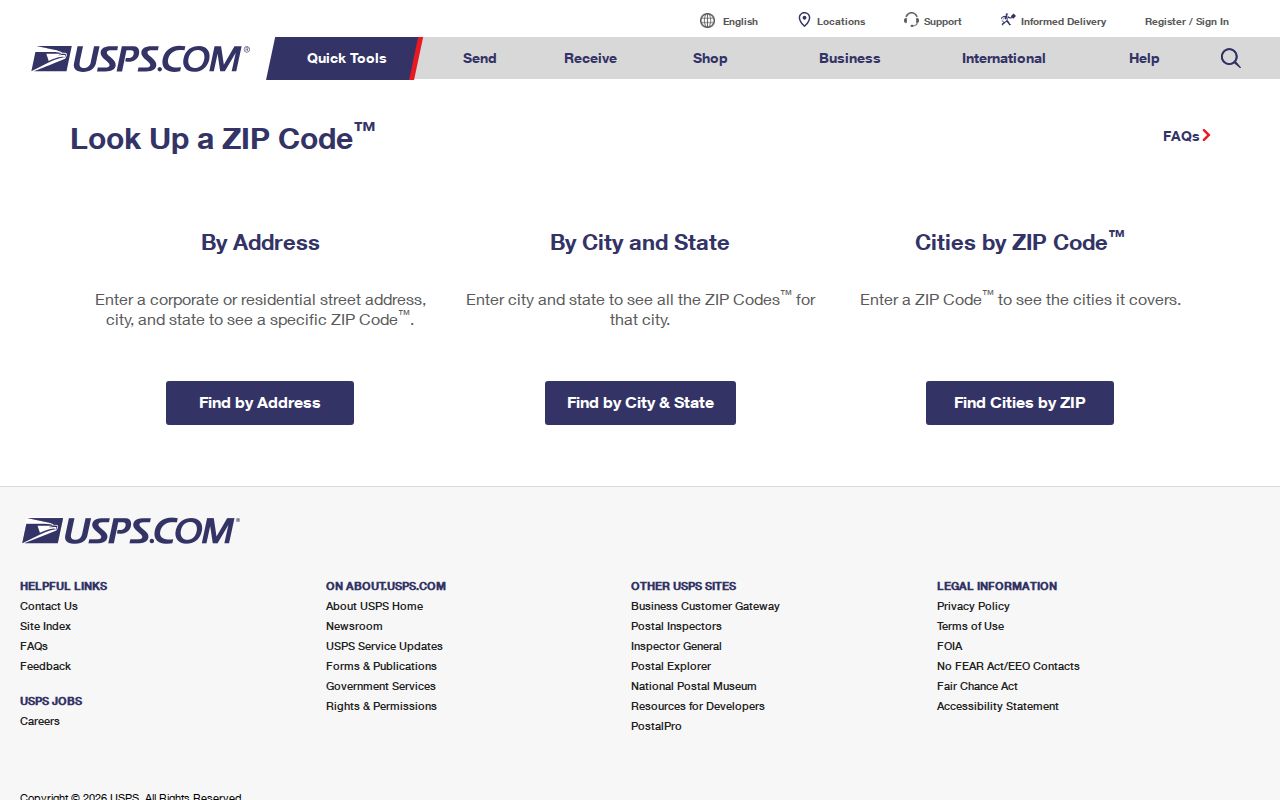 Benton ZIP code directory USPS address lookup screen